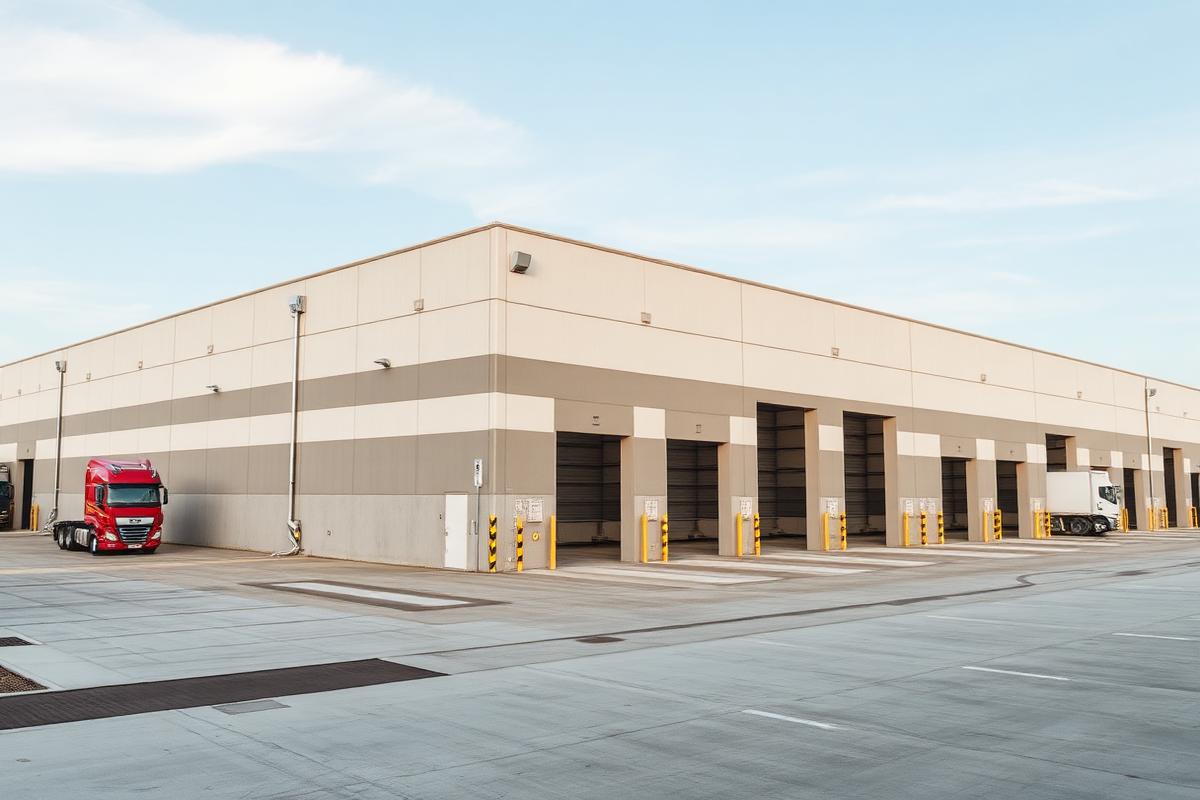 Completed warehouse estate with loading docks