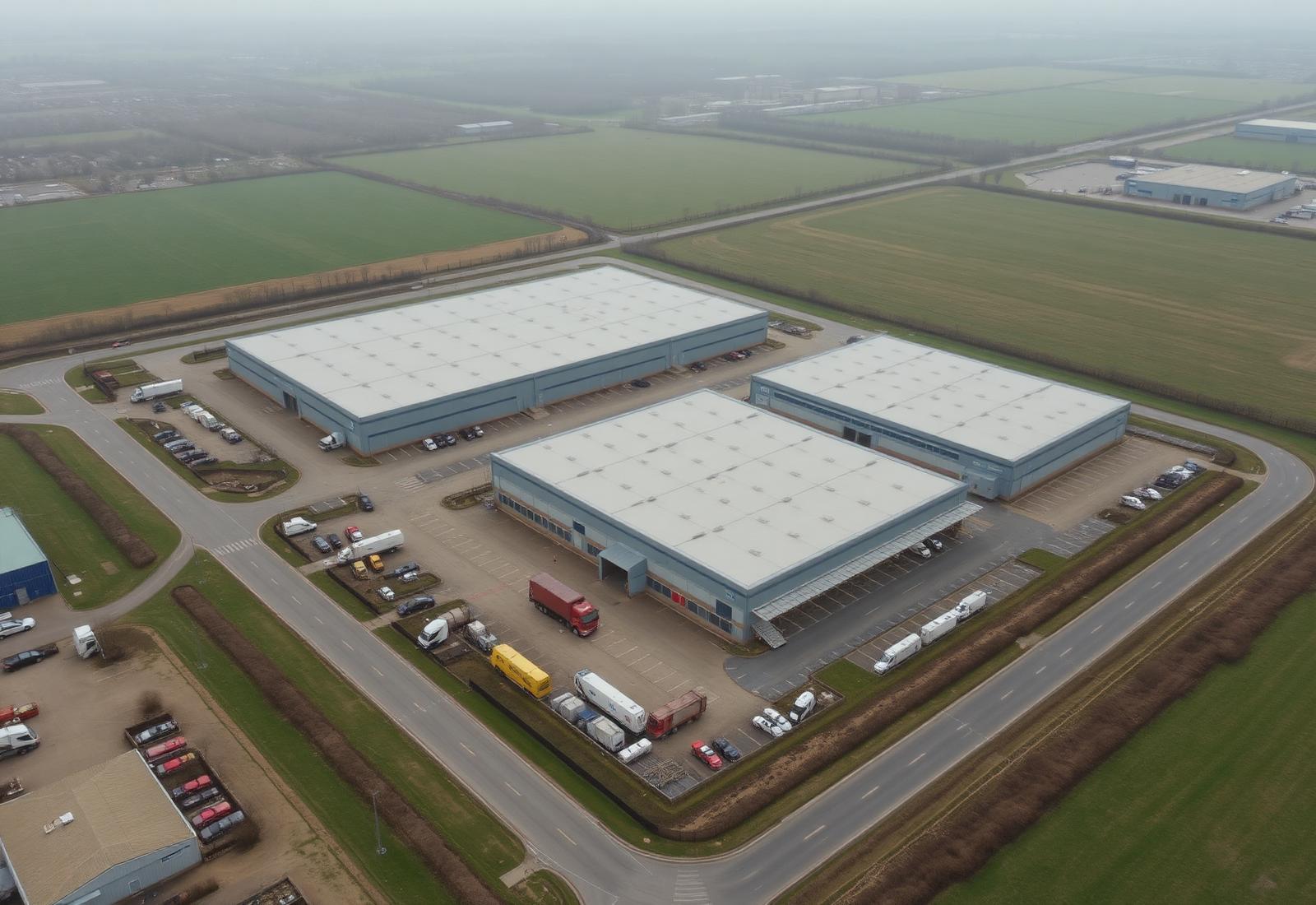 Aerial view of a completed CFM Development industrial estate